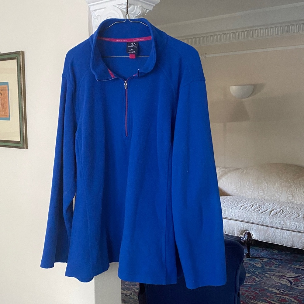 Lands End Royal Blue Quarter Zip Polartec Fleece Women’s Pullover 2XL